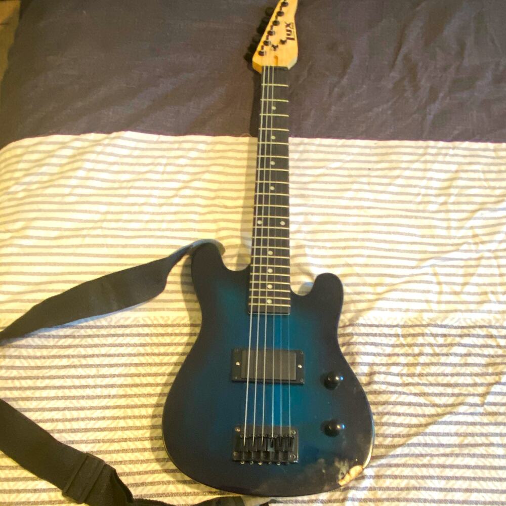 LUX 6-String Solid Body Electric Guitar Blue Right-Handed w/ Gig Bag Strap
